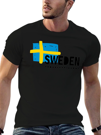 Sweden Flag Graphic Black T-Shirt