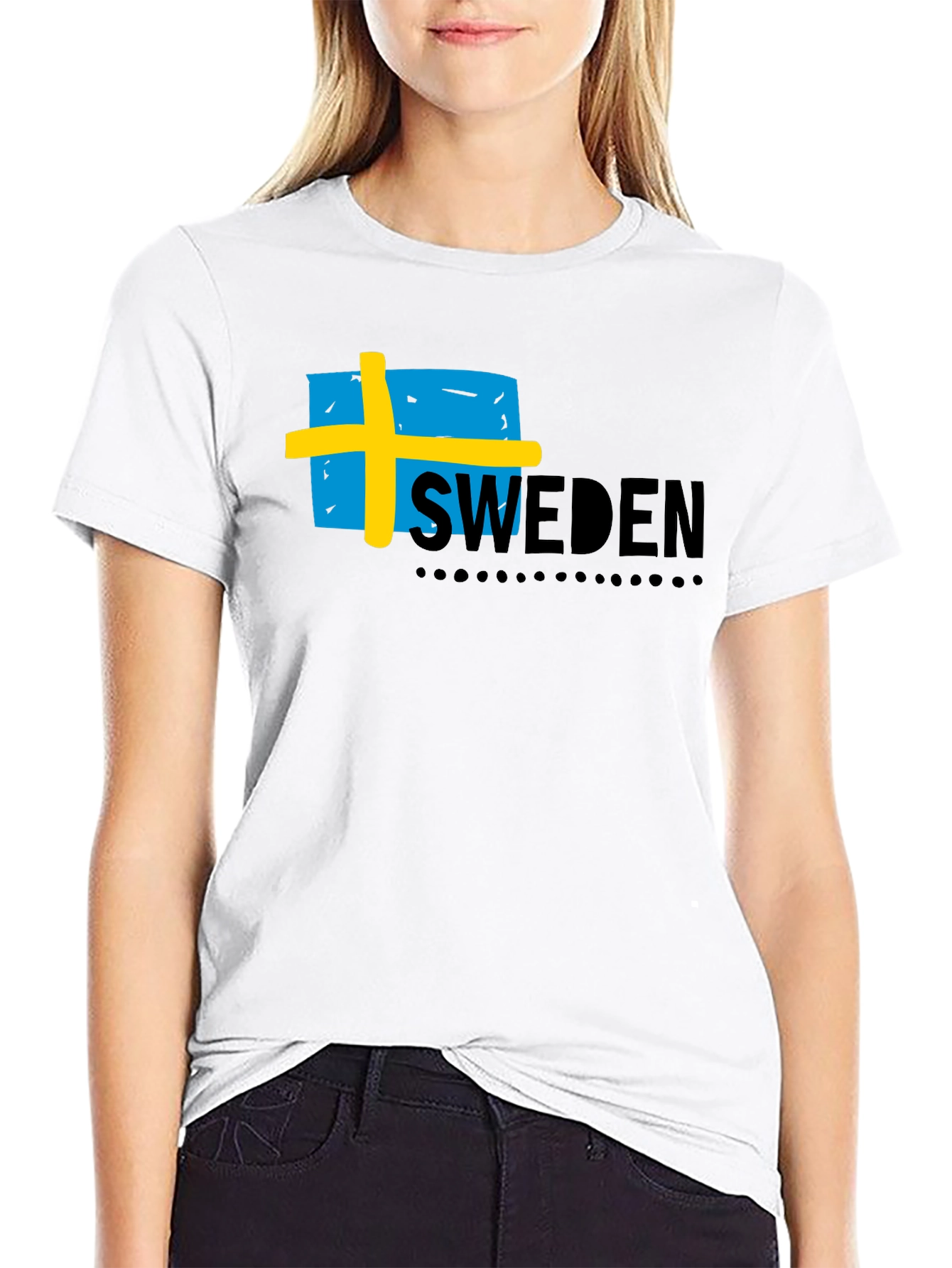 Sweden Flag Graphic Black T-Shirt