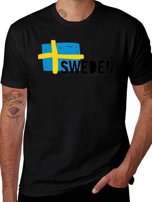 Sweden Flag Graphic Black T-Shirt