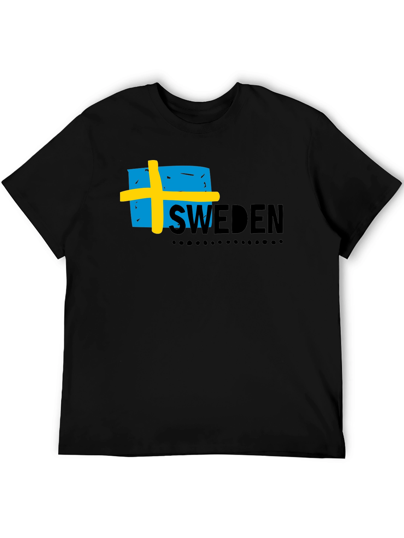Sweden Flag Graphic Black T-Shirt