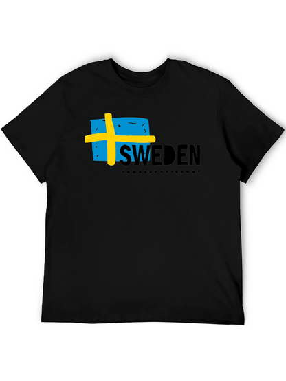 Sweden Flag Graphic Black T-Shirt