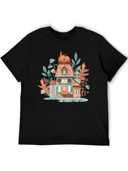 Whimsical House Black T-Shirt