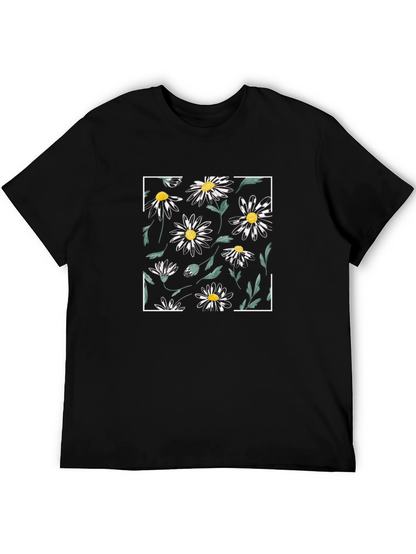 Black Daisy Flower Graphic Tee