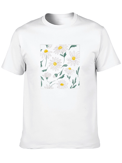 Black Daisy Flower Graphic Tee