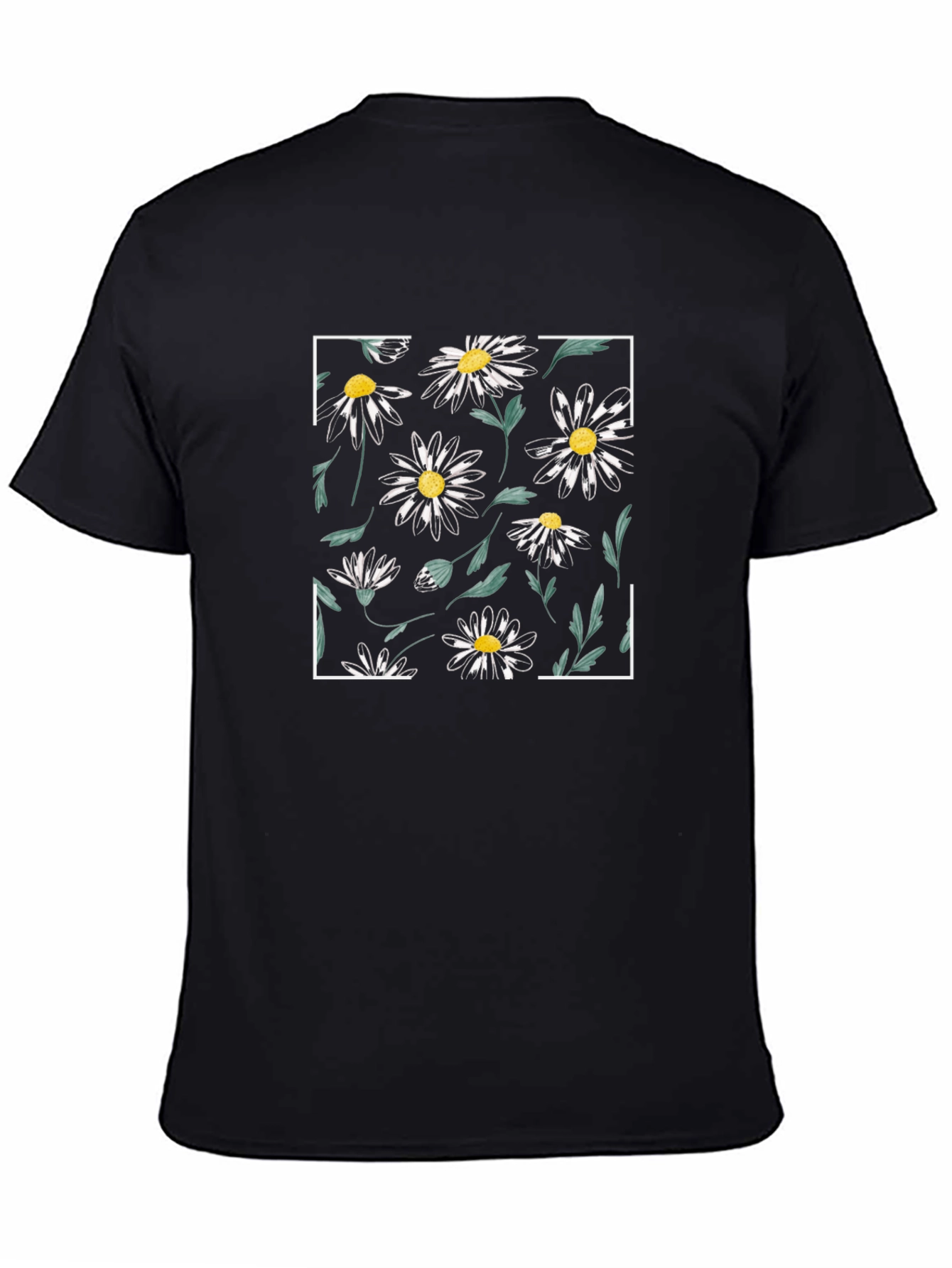 Black Daisy Flower Graphic Tee