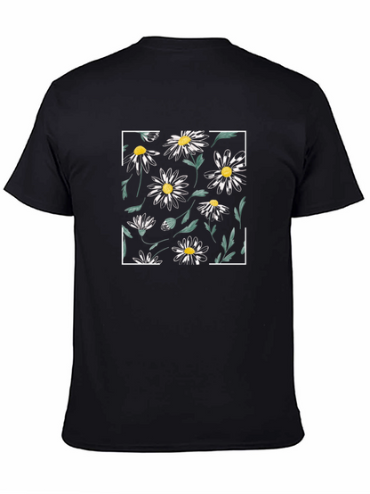 Black Daisy Flower Graphic Tee