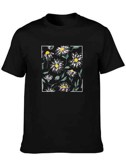 Black Daisy Flower Graphic Tee