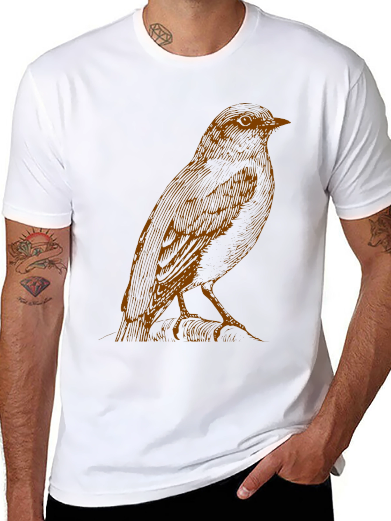 Bird Graphic Print Black T-Shirt