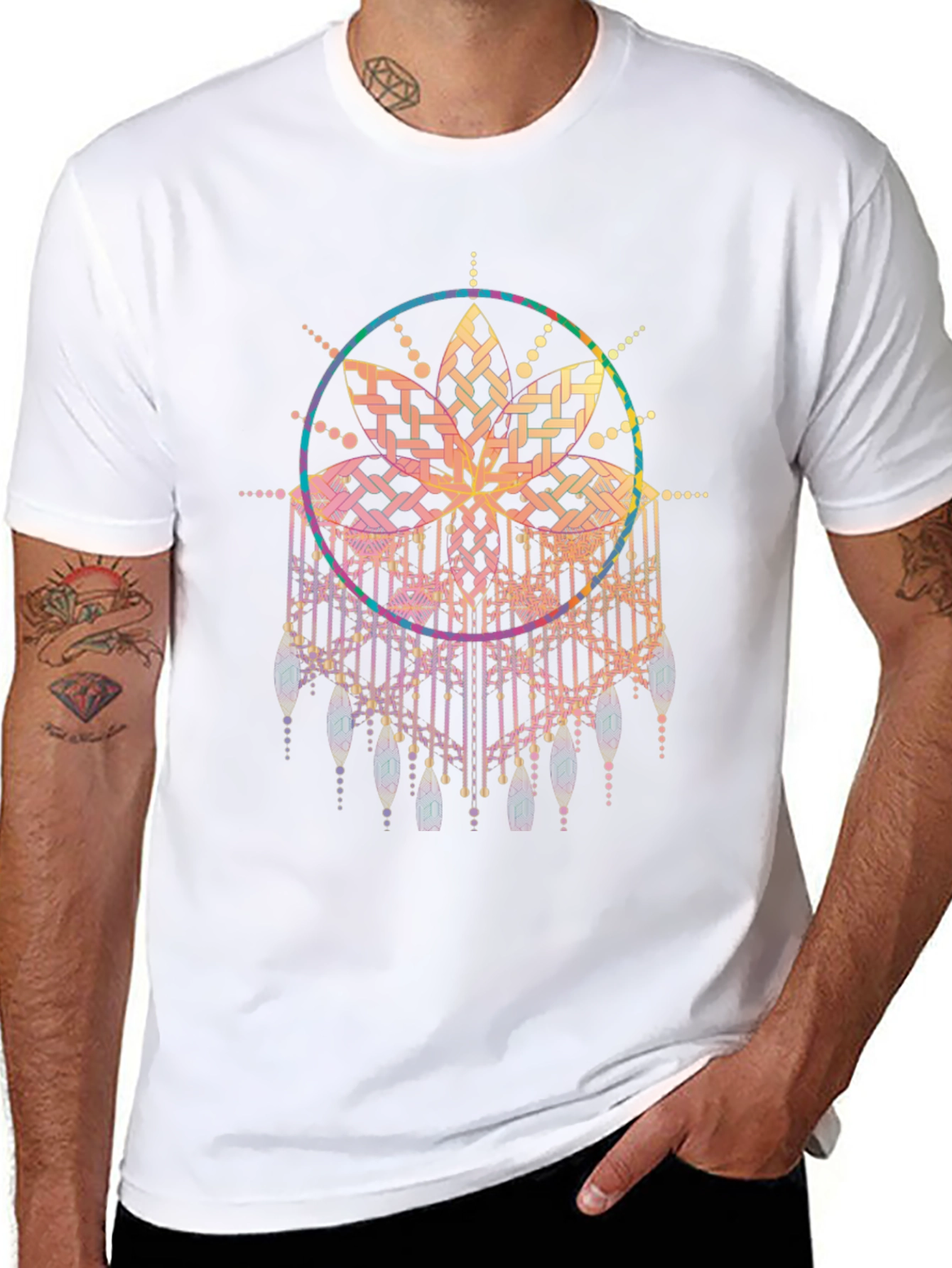 Boho Mandala Graphic Tee - Black Cotton Comfort