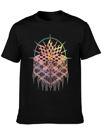 Boho Mandala Graphic Tee - Black Cotton Comfort