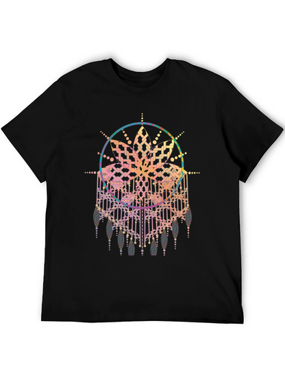 Boho Mandala Graphic Tee - Black Cotton Comfort