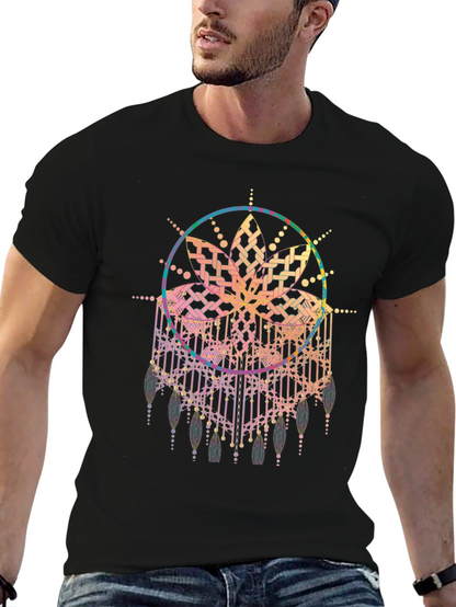 Boho Mandala Graphic Tee - Black Cotton Comfort
