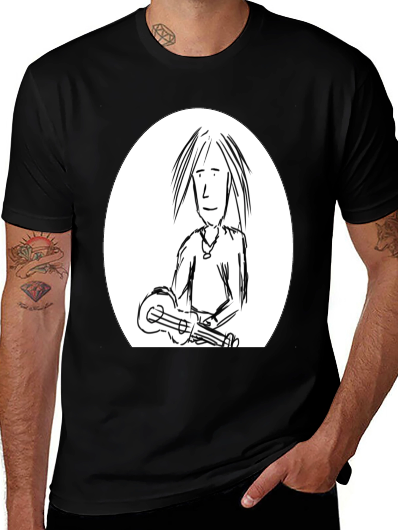 Ukulele Man Graphic Tee - Black Unisex T-Shirt