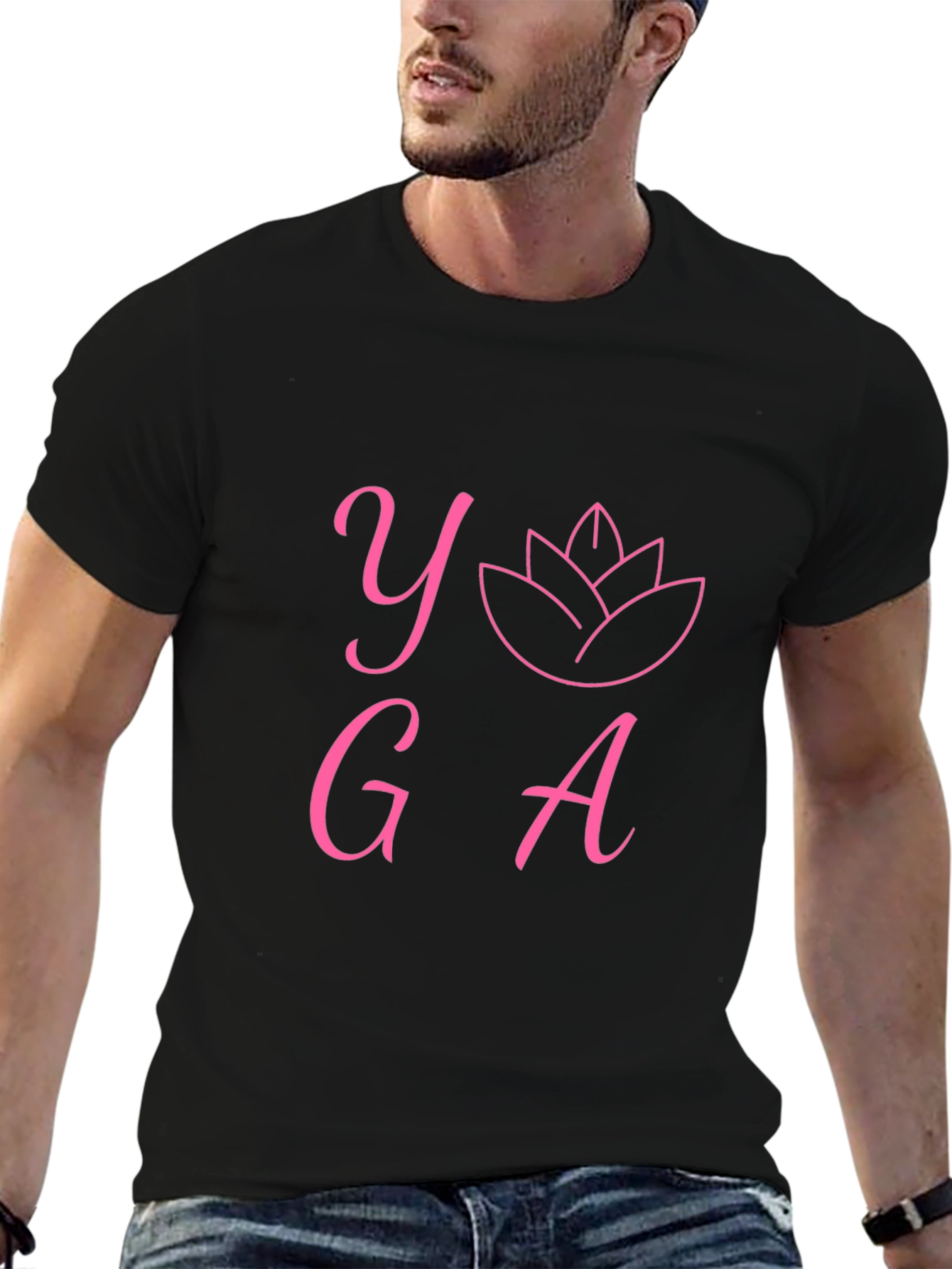 Yoga Graphic Print T-Shirt - Black