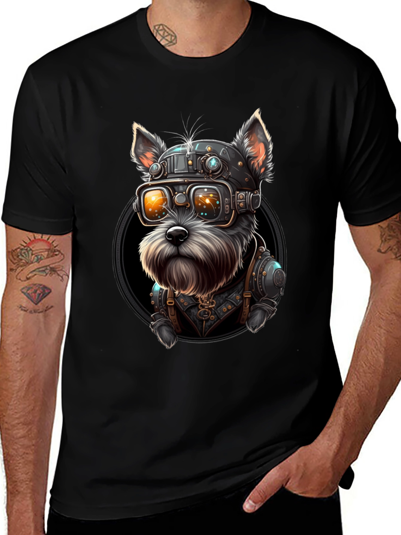 Steampunk Dog Graphic T-Shirt
