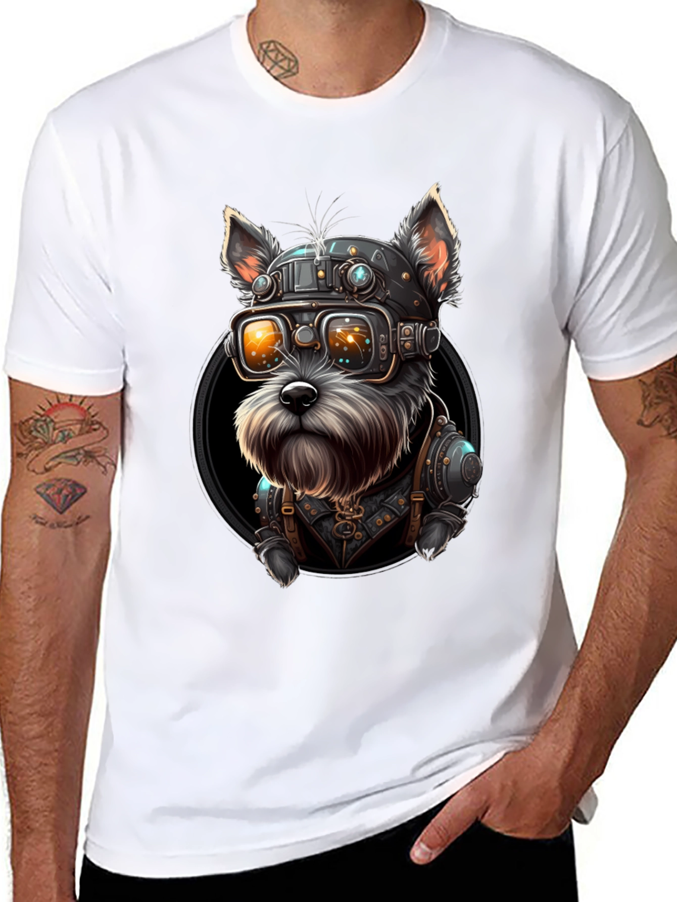 Steampunk Dog Graphic T-Shirt