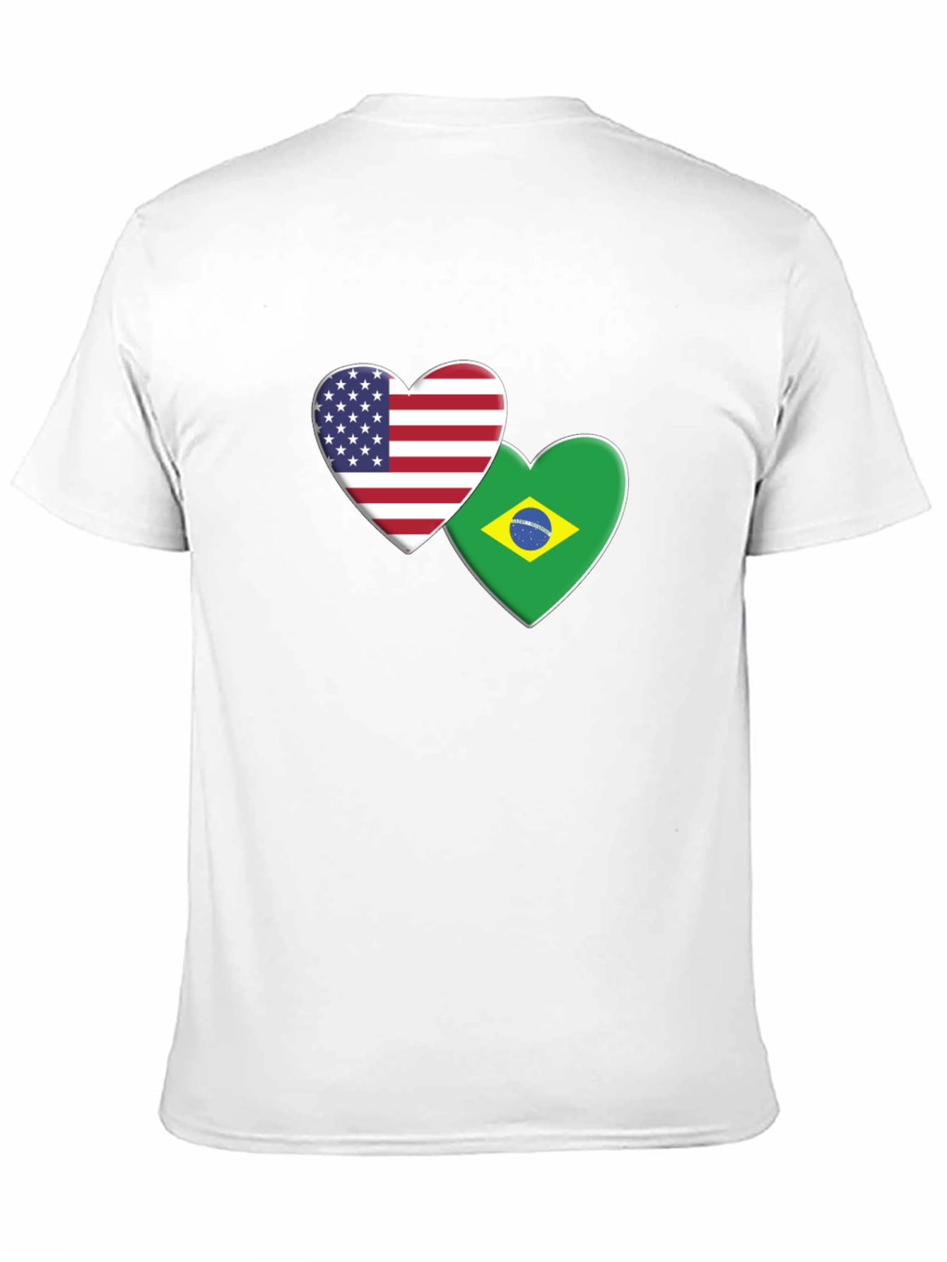 USA & Brazil Hearts T-Shirt - Black Graphic Tee