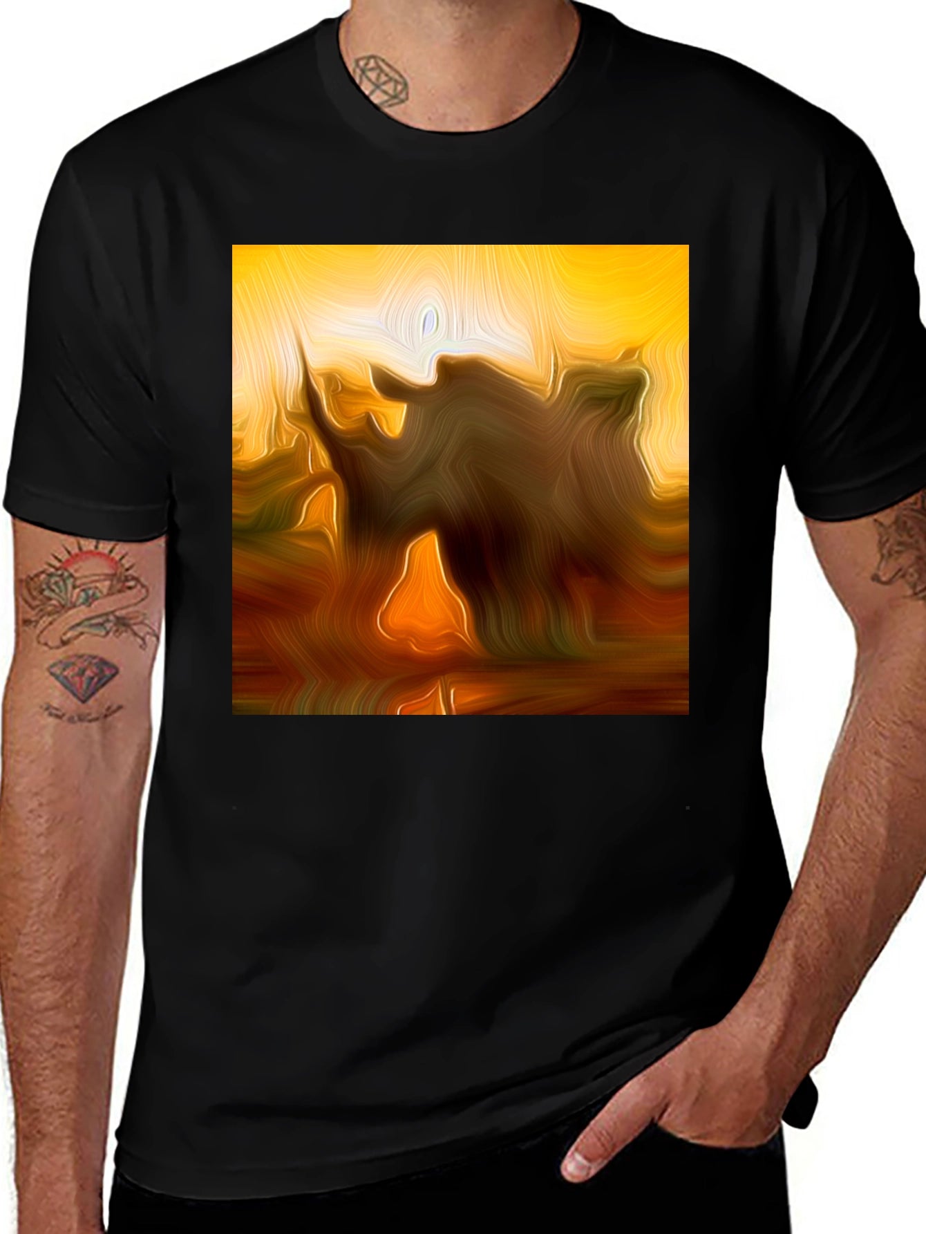 Abstract Graphic Print Black Casual T-Shirt