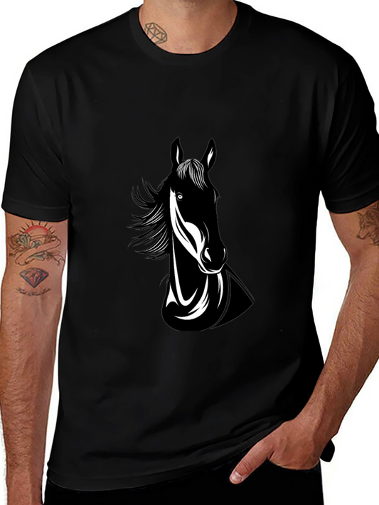 Black Horse Graphic Tee - Mens Crew Neck