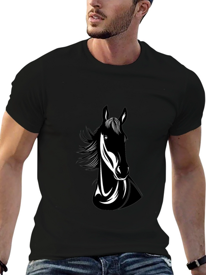 Black Horse Graphic Tee - Mens Crew Neck