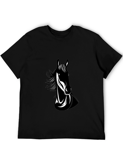 Black Horse Graphic Tee - Mens Crew Neck