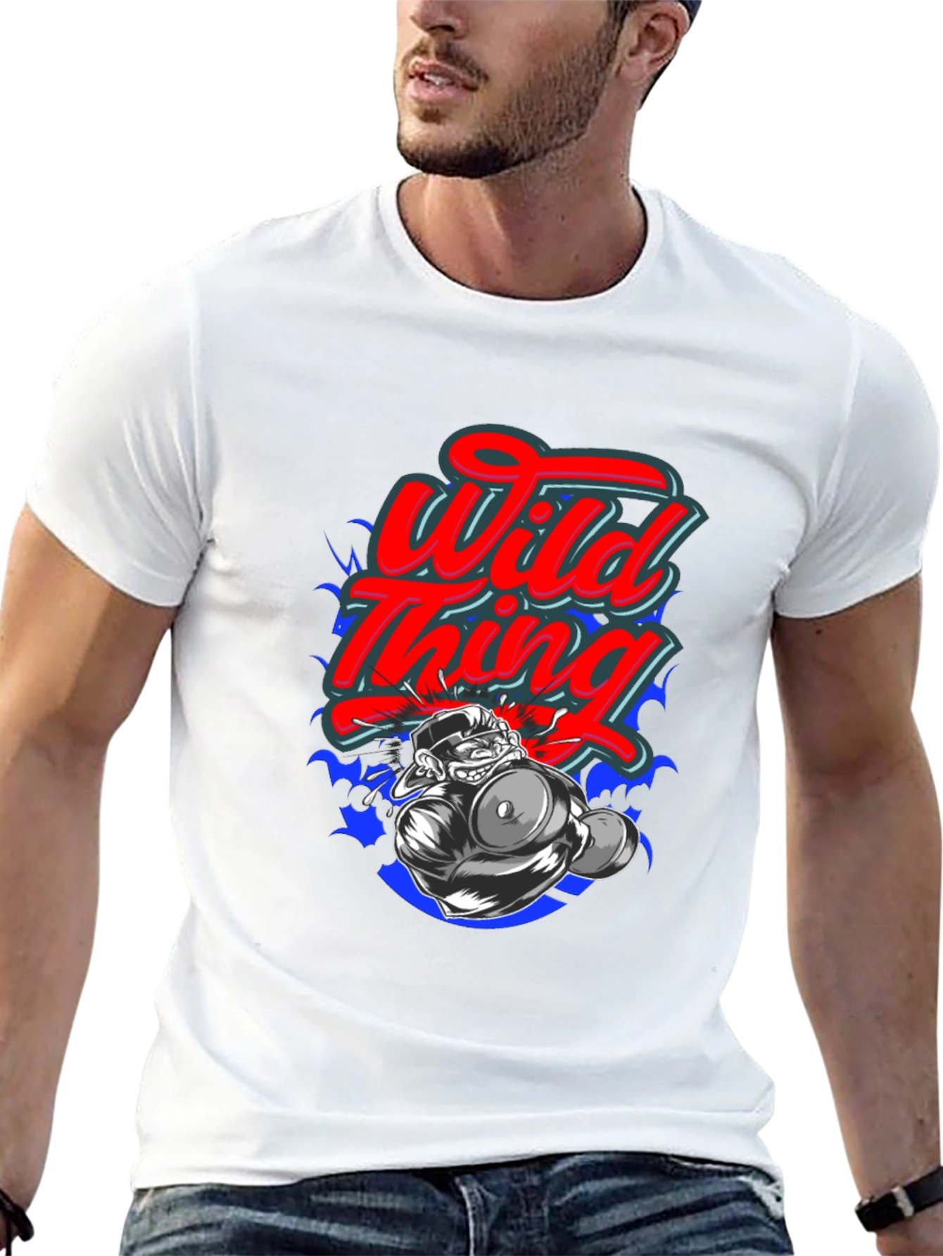 Wild Thing Cartoon Graphic Black T-Shirt