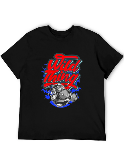 Wild Thing Cartoon Graphic Black T-Shirt