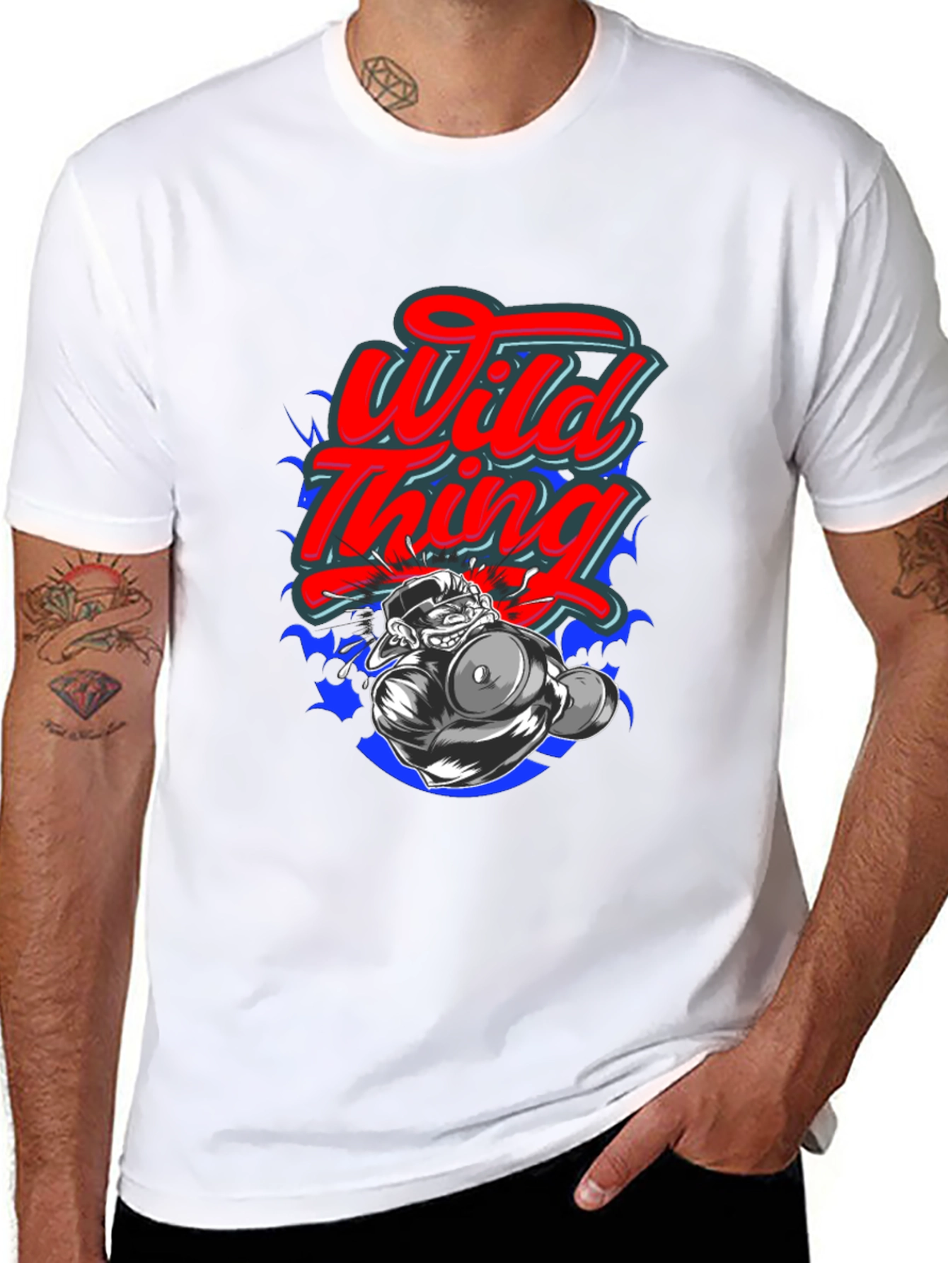 Wild Thing Cartoon Graphic Black T-Shirt