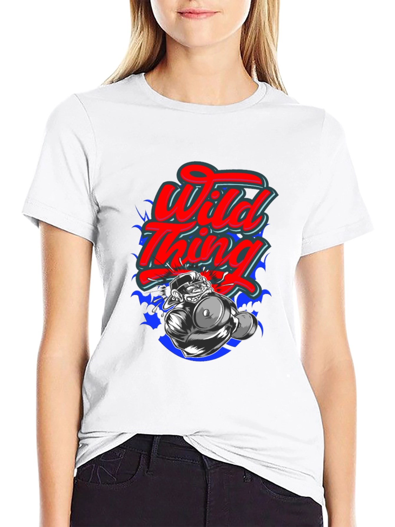 Wild Thing Cartoon Graphic Black T-Shirt