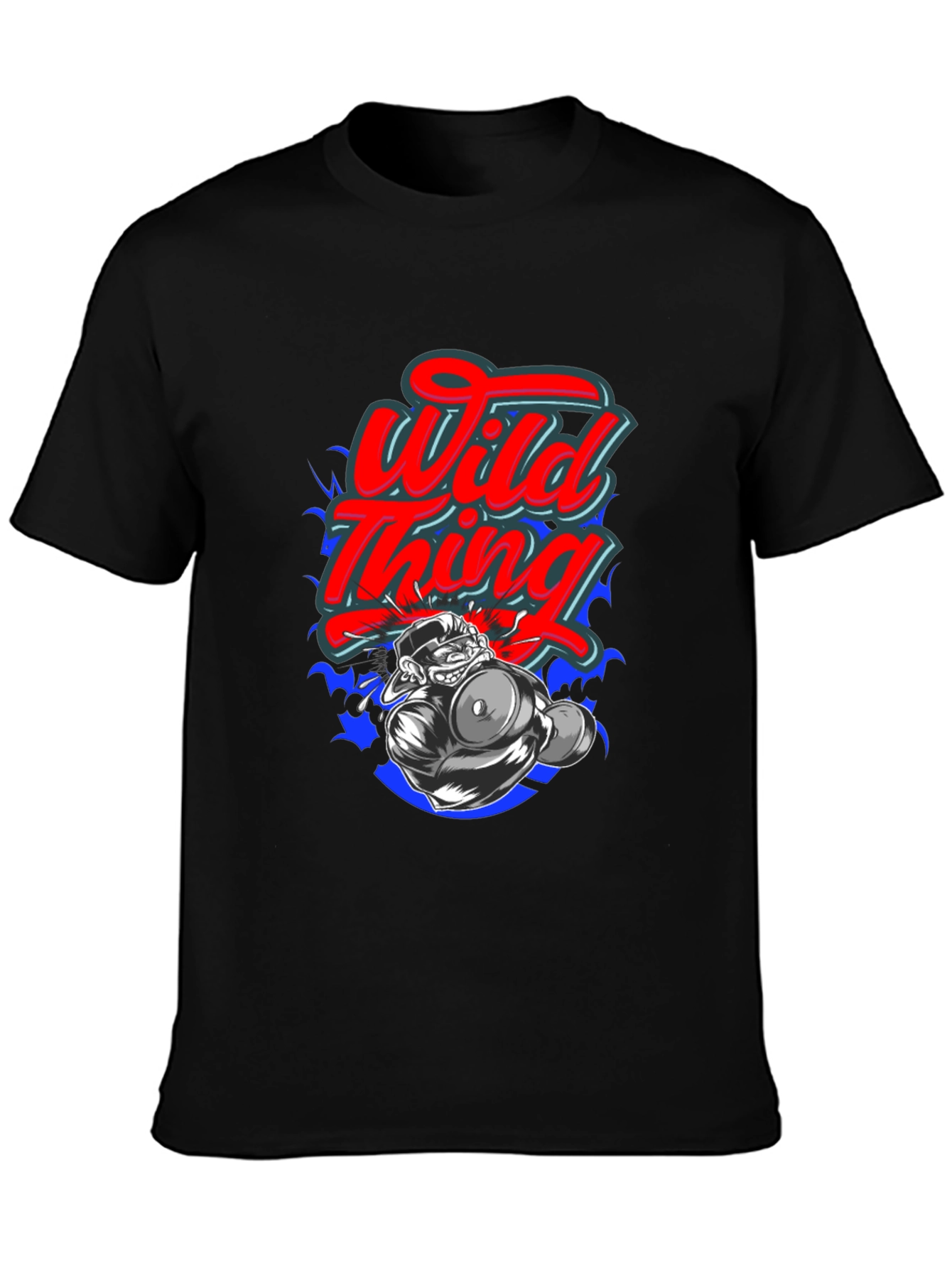 Wild Thing Cartoon Graphic Black T-Shirt