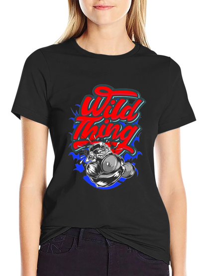 Wild Thing Cartoon Graphic Black T-Shirt