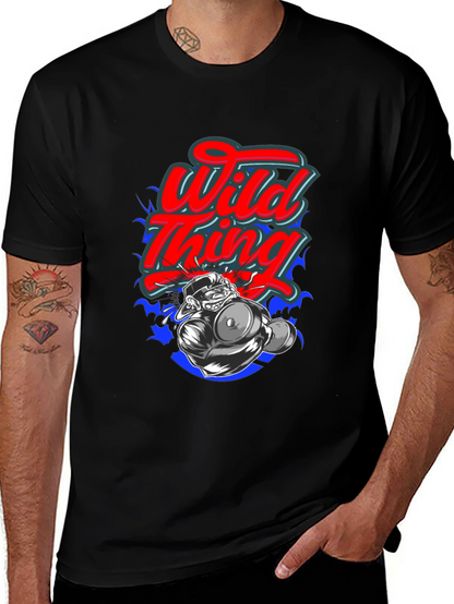 Wild Thing Cartoon Graphic Black T-Shirt