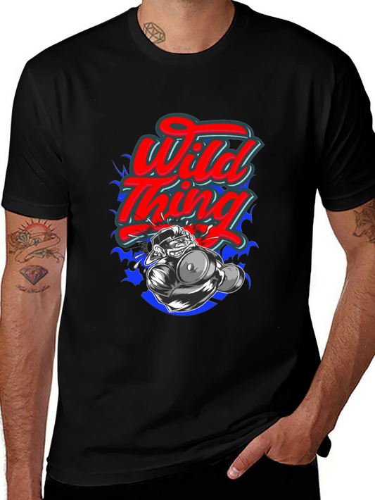 Wild Thing Cartoon Graphic Black T-Shirt
