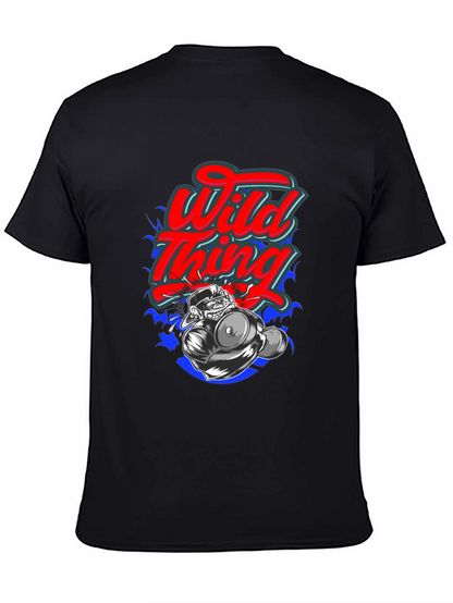 Wild Thing Cartoon Graphic Black T-Shirt