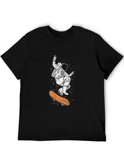 Astronaut Skateboard Graphic Tee - Cool Space Design