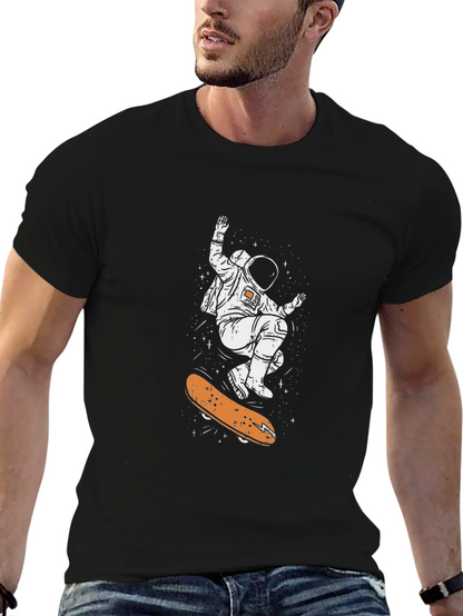 Astronaut Skateboard Graphic Tee - Cool Space Design