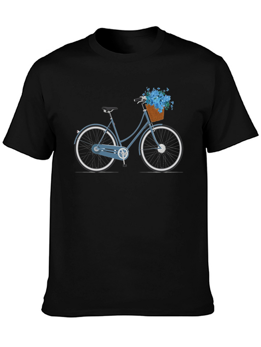 Stylish Bicycle Graphic Tee - Black Cotton