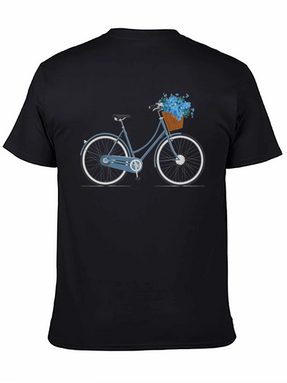 Stylish Bicycle Graphic Tee - Black Cotton