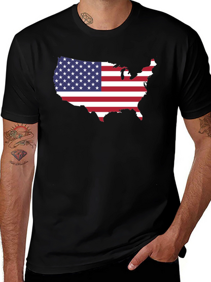 USA Flag Map Graphic Tee - Patriotic Pride!