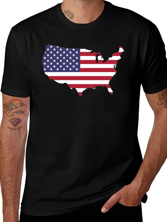 USA Flag Map Graphic Tee - Patriotic Pride!