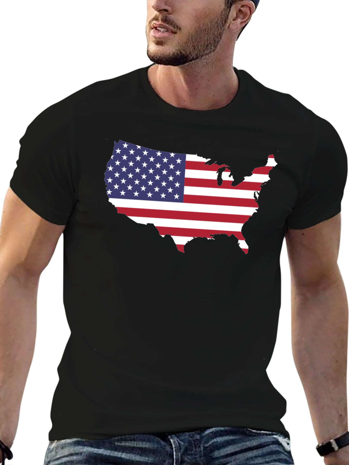 USA Flag Map Graphic Tee - Patriotic Pride!