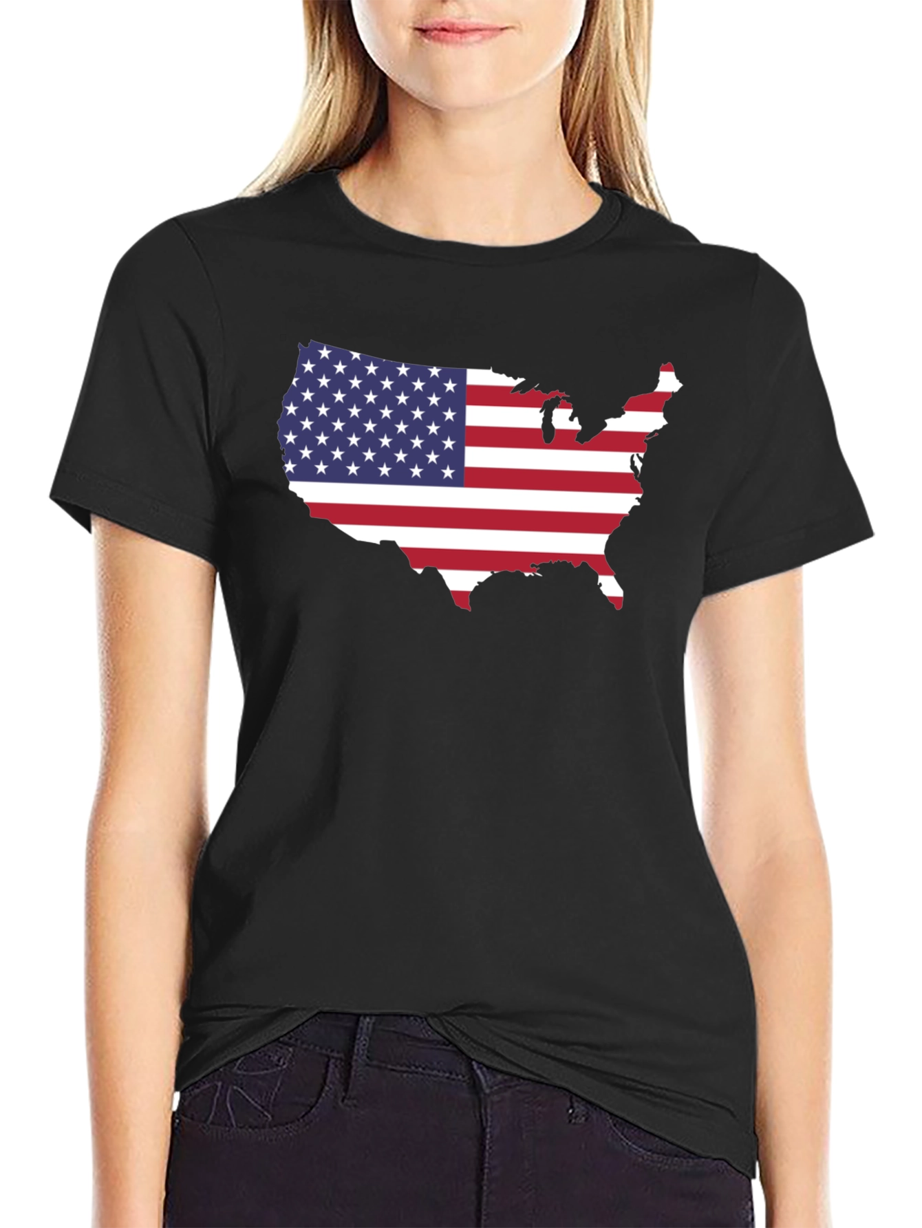 USA Flag Map Graphic Tee - Patriotic Pride!