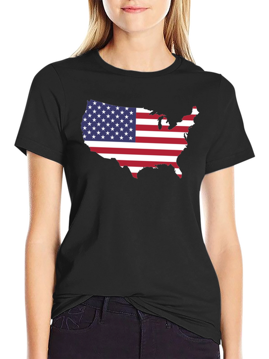 USA Flag Map Graphic Tee - Patriotic Pride!
