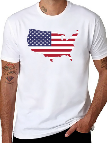 USA Flag Map Graphic Tee - Patriotic Pride!