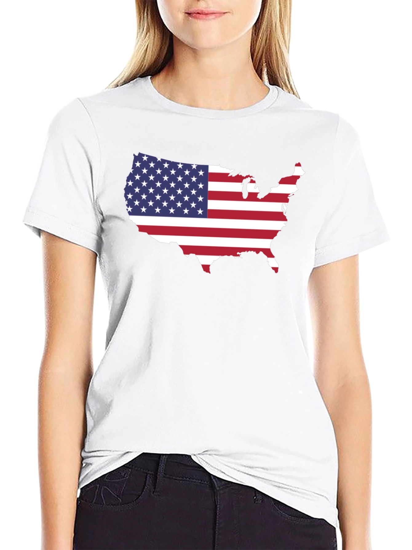 USA Flag Map Graphic Tee - Patriotic Pride!