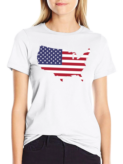 USA Flag Map Graphic Tee - Patriotic Pride!