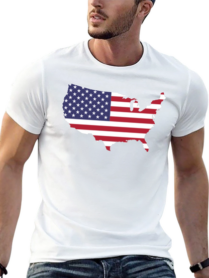 USA Flag Map Graphic Tee - Patriotic Pride!