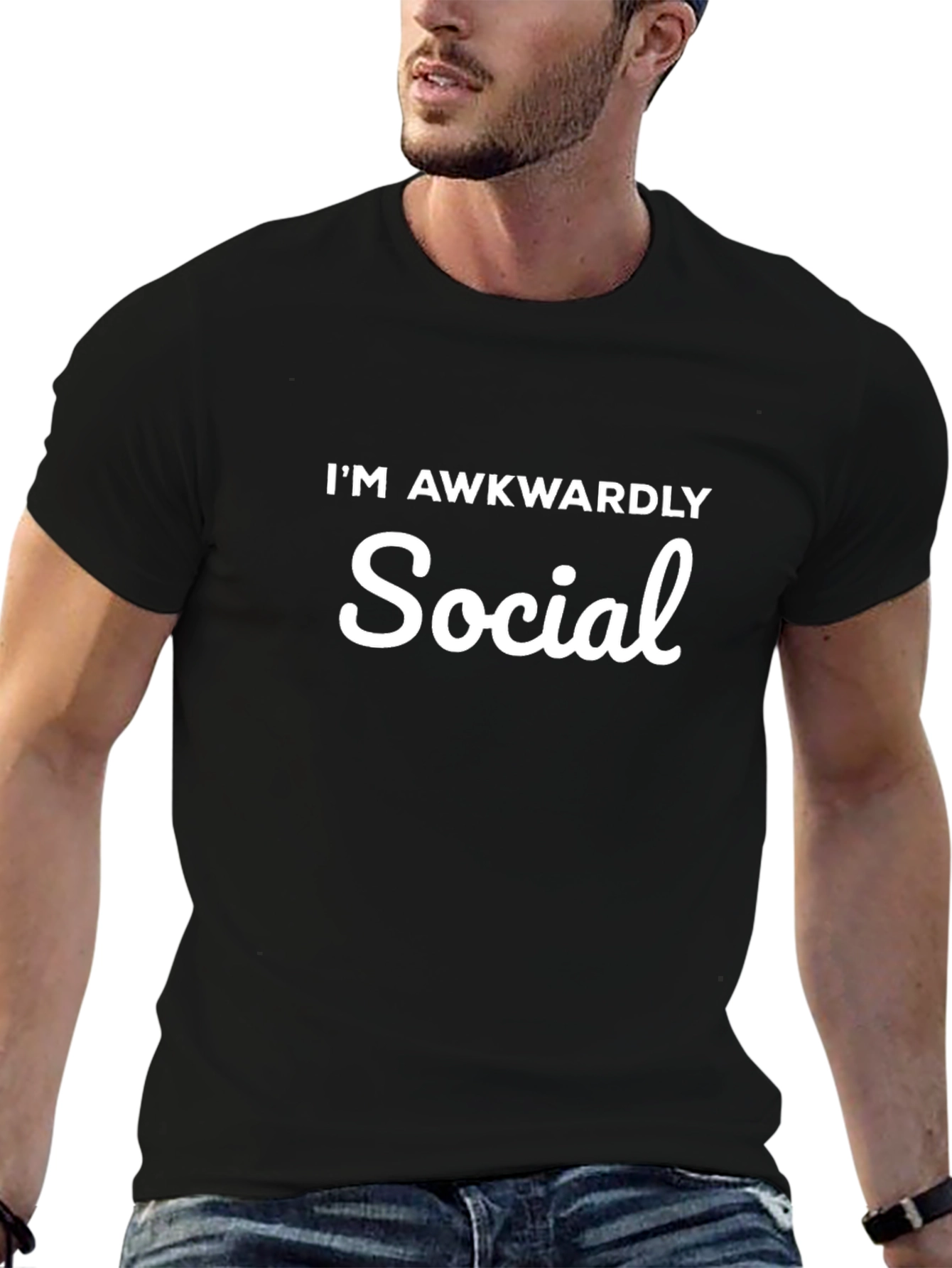 Awkwardly Social Graphic Tee - Mens Black T-Shirt