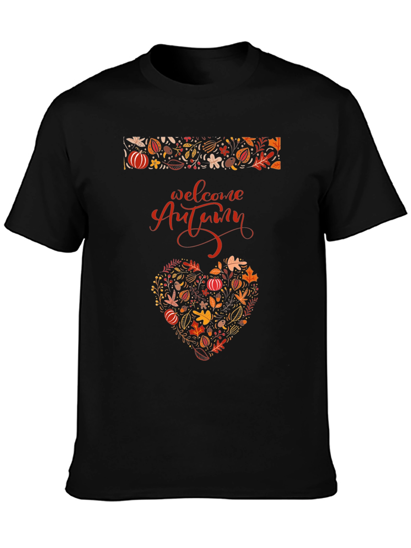 Welcome Autumn Heart Graphic Tee - Fall Season Shirt