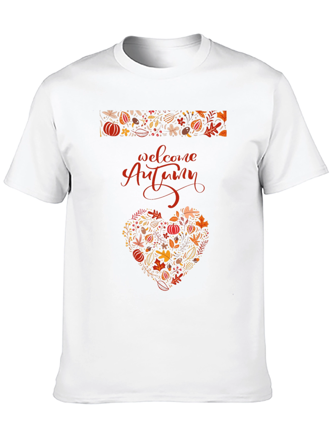 Welcome Autumn Heart Graphic Tee - Fall Season Shirt